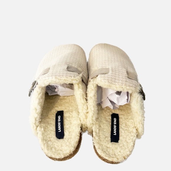 Lands' End Women's Sherpa Lined Clog House Slippers Gingham Print Size 11 - Picture 4 of 7